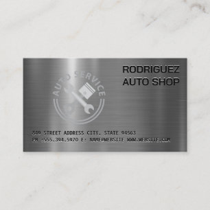 Carte De Visite Logo de réparation automobile   Métallique   Clé  