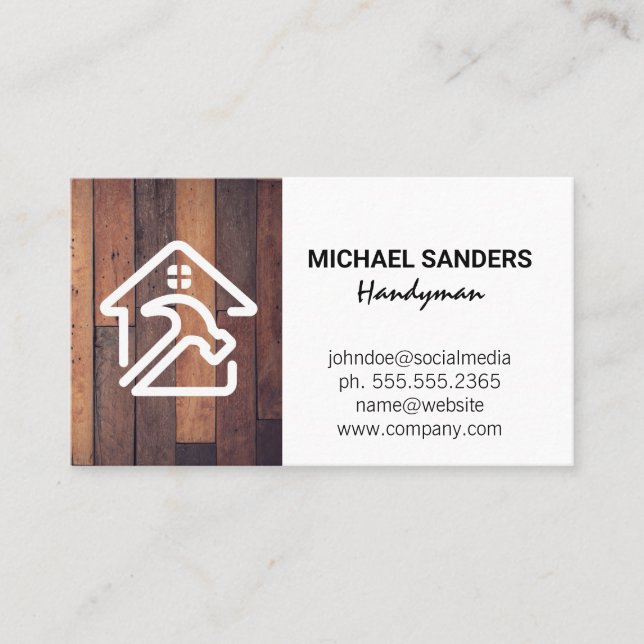 Carte De Visite Logo de réparation de maison | Bois (Devant)