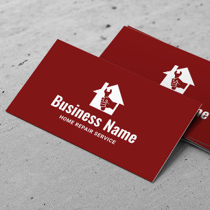 Carte De Visite Logo de réparation de maison plain rouge bricoleur