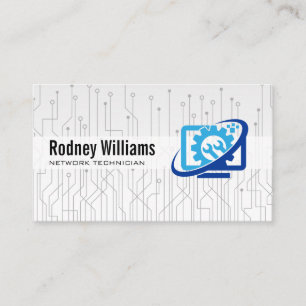 Carte De Visite Logo de réparation d'ordinateur   Technicien