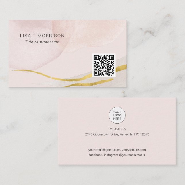 Carte De Visite Logo de réseau à code QR abstrait rose vif (Devant / Derrière)