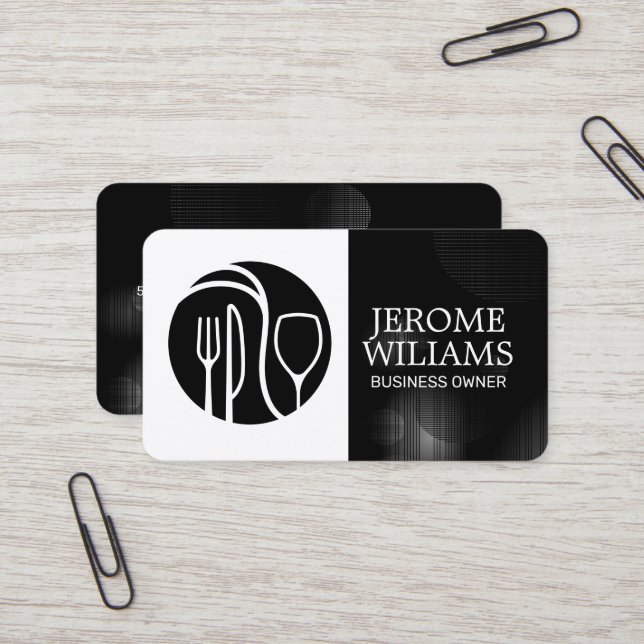 Carte De Visite Logo de restaurant | Bar à cocktails (Devant/Arrière en situation)
