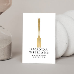 Carte De Visite Logo de restauration moderne Faux Gold Fork Logo I