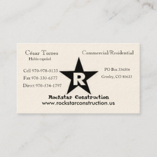 Carte De Visite Logo de ROCKSTAR, construction de Rockstar, Éric