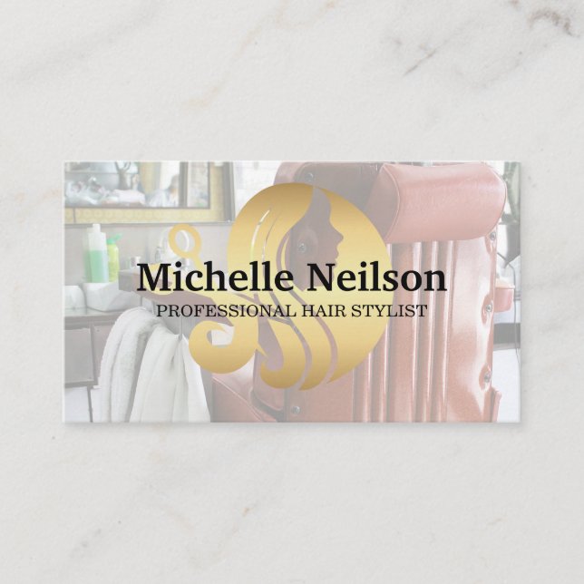 Carte De Visite Logo de Salon de Coiffure Gold | Beauté (Devant)