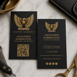 Carte De Visite Logo de salon de coiffure Luxury Golden Eagle Barb