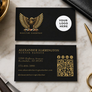 Carte De Visite Logo de salon de coiffure Luxury Golden Eagle Barb