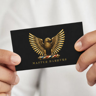 Carte De Visite Logo de salon de coiffure Luxury Golden Eagle Barb