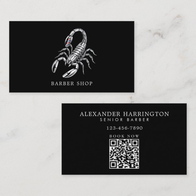 Carte De Visite Logo de salon de coiffure professionnel Scorpion A (Devant / Derrière)