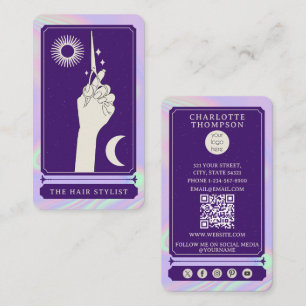 Carte De Visite Logo de salon de coiffure Tarot Céleste Holographi