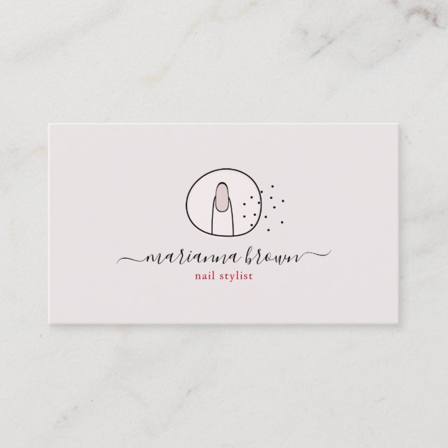 Carte De Visite Logo de salon de spa de manucure rose rouge Polish (Devant)