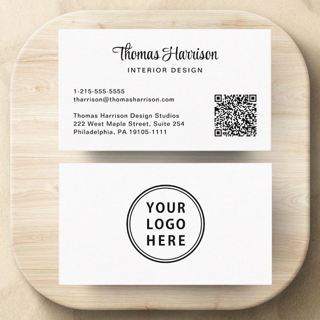 Carte De Visite Logo de script élégant QR Code Professionnel (Capture attention, make connections, and leave a lasting impression with our modern QR business card)