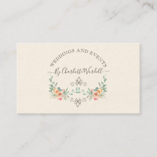 Carte De Visite Logo de script Floral du planificateur d'événement