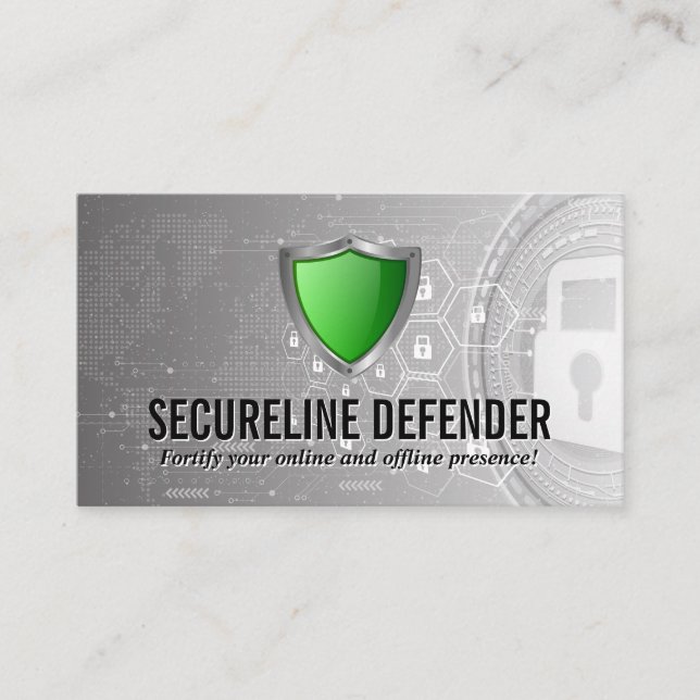 Carte De Visite Logo de sécurité Green Shield | Arrière - plan mod (Devant)