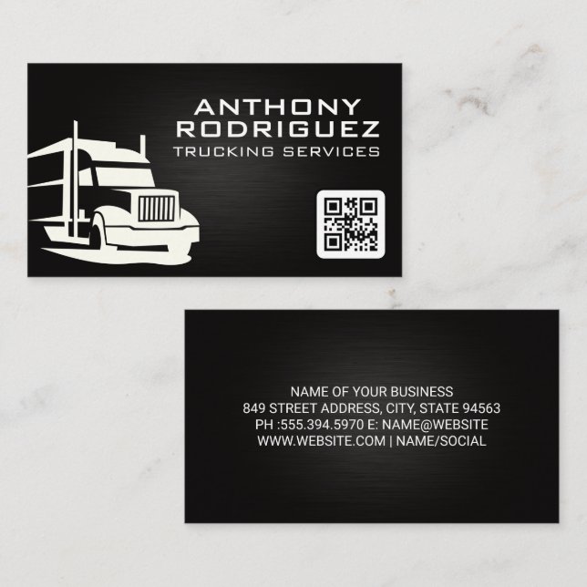 Carte De Visite Logo de semi-camion | Camionnage | Code Qr (Devant / Derrière)