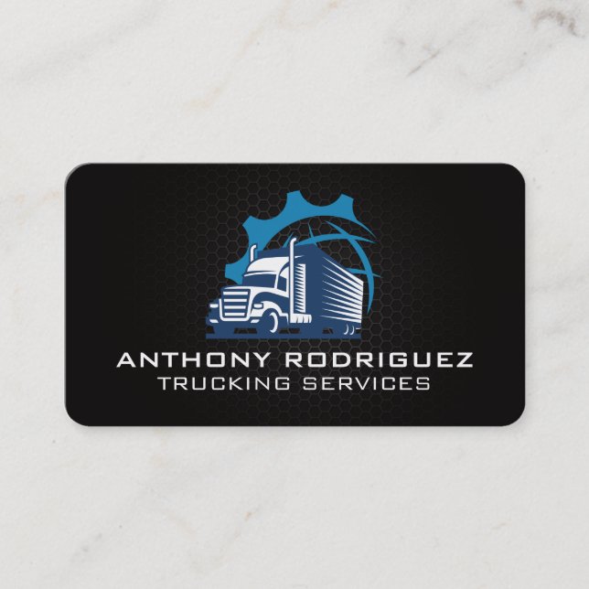 Carte De Visite Logo de semi-remorque bleu | Transport (Devant)