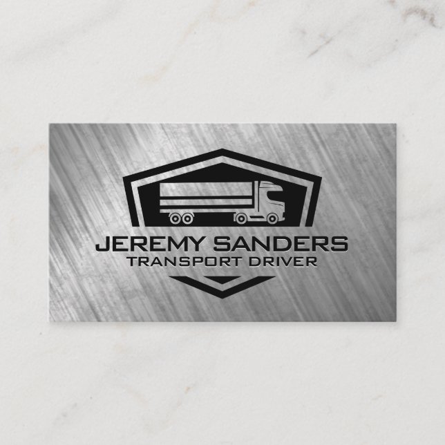 Carte De Visite Logo de semi-remorque | Fond métallique usé (Devant)