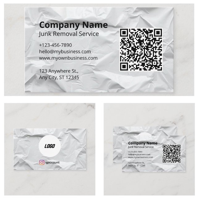 Carte De Visite Logo de service de déblaiement de déchets (Junk Removal Hauling Service Logo Business Card
)