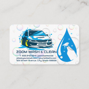 Carte De Visite Logo de service de lavage   Bulles de savon   Soin