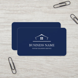 Carte De Visite Logo de service de nettoyage de maison noir modern