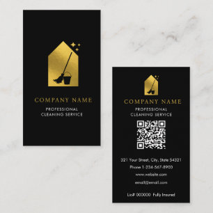 Carte De Visite Logo de service de nettoyage moderne avec code QR