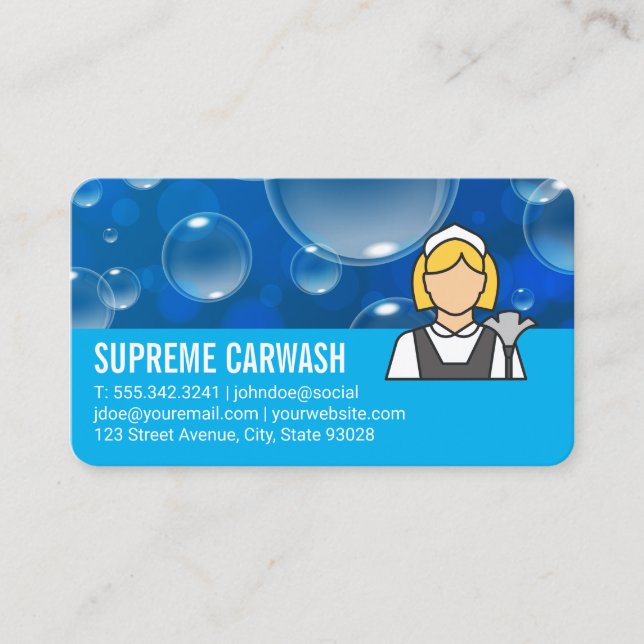 Carte De Visite Logo de services de ménage | Bulles de savon (Devant)
