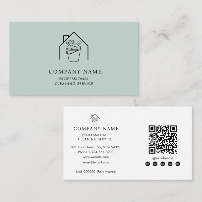 Carte De Visite Logo de services de nettoyage professionnels Moder (Devant / Derrière)