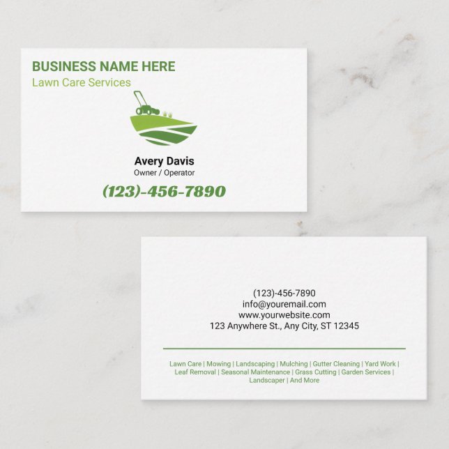 Carte De Visite Logo de Simple Lawn Care Landscaping Tree Service (Devant / Derrière)
