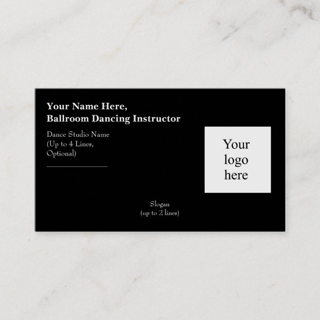 Carte De Visite Logo de slogan pour professeur de danse de salon (Devant)