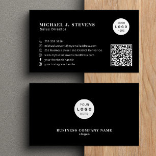 Carte De Visite logo de société code QR professionnel noir