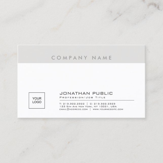 Carte De Visite Logo de société créatif élégant et épuré Plain Gra (Devant)