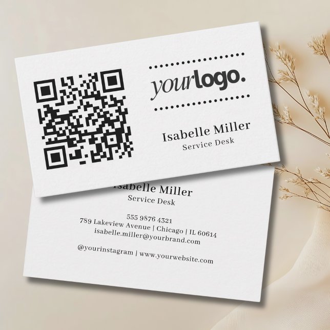 Carte De Visite Logo de société de code QR moderne (Modern QR Code Company Logo Business Card)