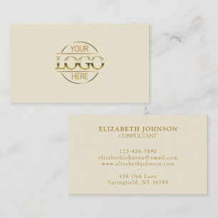 Carte De Visite Logo de société minimaliste beige or professionnel