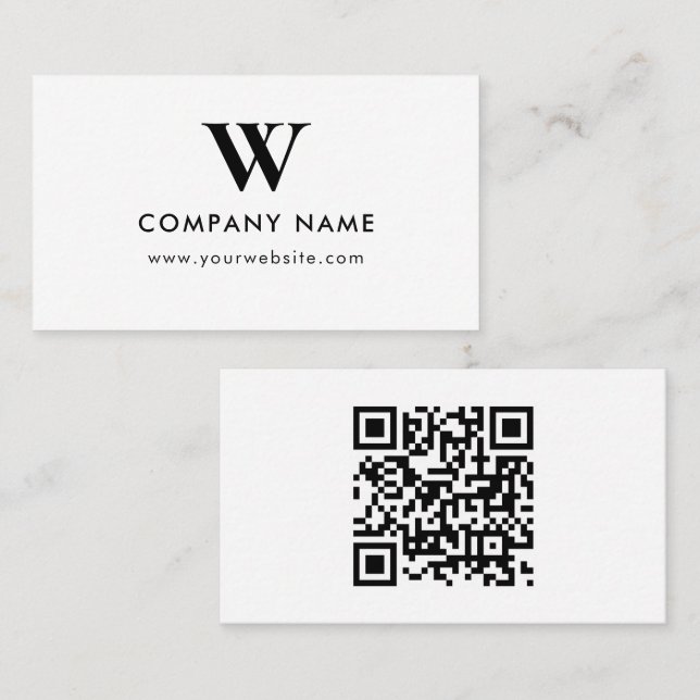 Carte De Visite Logo de société monogramme scannable site web (Devant / Derrière)