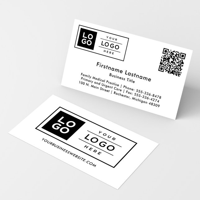 Carte De Visite Logo de société personnalisé et code QR (Créateur téléchargé)