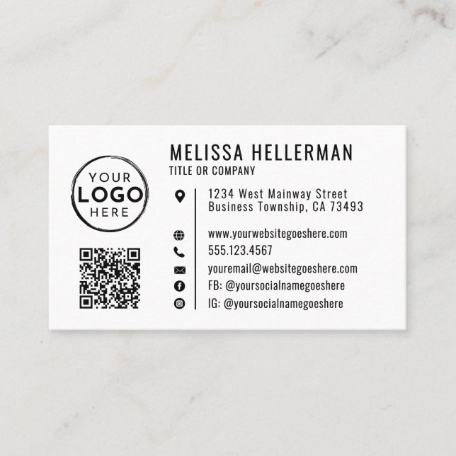 Carte De Visite Logo de société QR Code professionnel (Devant)