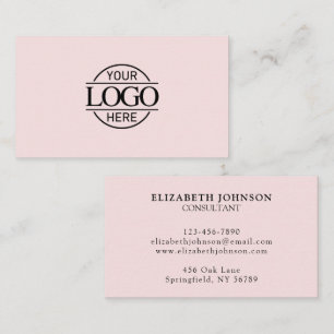 Carte De Visite Logo de société rose poudré simple et moderne prof