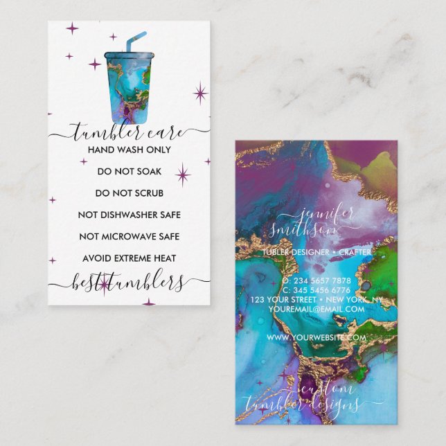 Carte De Visite Logo de soin Tumbler avec texture (Devant / Derrière)