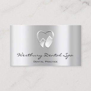 Carte De Visite Logo de studio dentaire Smile Silver Grey Metallic