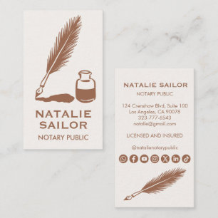 Carte De Visite Logo de stylo à encre plume Quill personnalisé pou