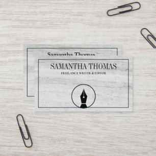 Carte De Visite Logo de stylo de l'agent notaire Écrivain de calli