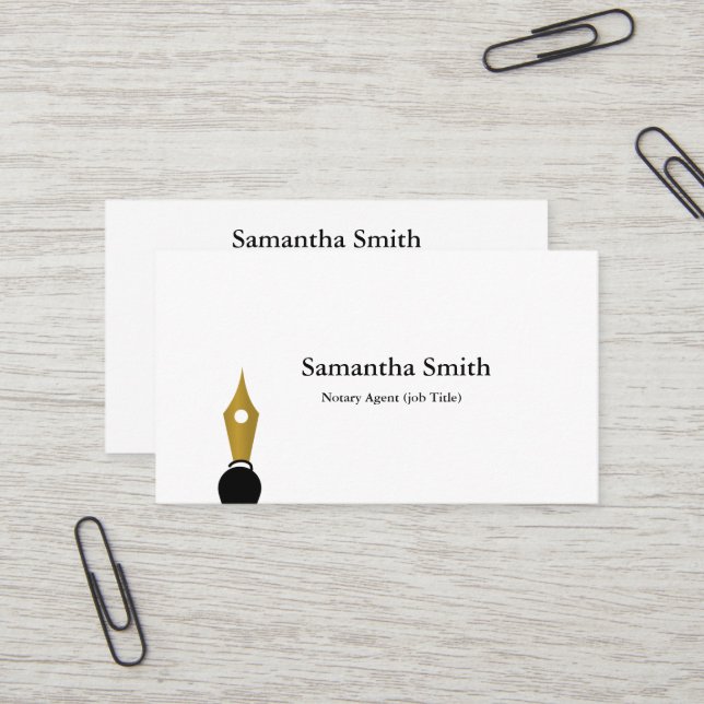 Carte De Visite Logo de stylo de notaire agent freelance calligrap (Devant/Arrière en situation)