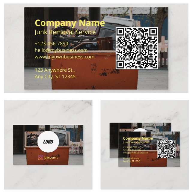 Carte De Visite Logo de suppression de junk de conception professi (Professional Design Junk Removal Logo Business Card
)