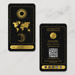Carte De Visite Logo de Tarot céleste Agent de Voyage Black Gold