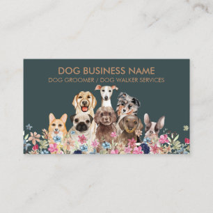 Carte De Visite Logo de Toiletteur pour Animaux de Compagnie Vert