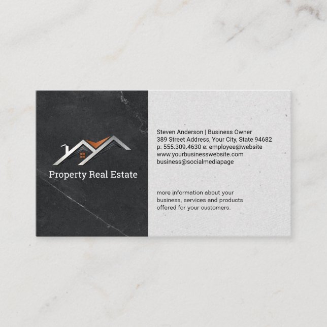 Carte De Visite Logo de toit de biens immobiliers (Devant)