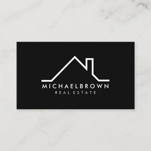Carte De Visite Logo de toit de maison immobilière (Devant)
