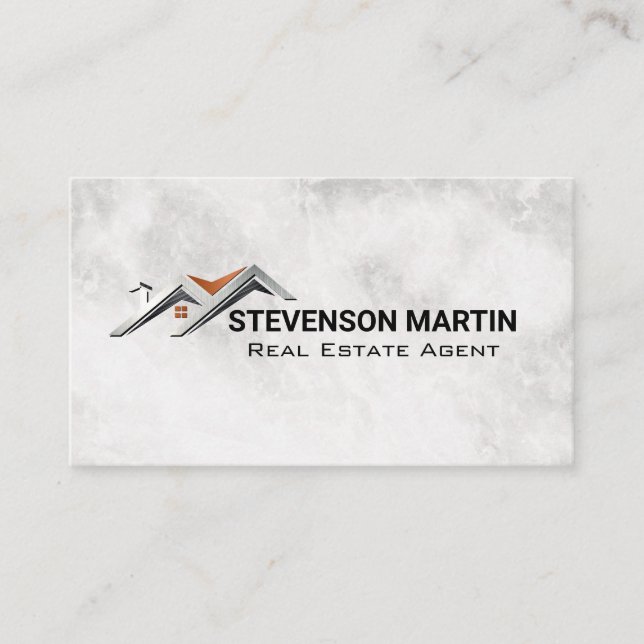 Carte De Visite Logo de toit de maison | Marbre (Devant)