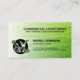 Carte De Visite Logo de tondeuse à gazon Paysage en herbe coupée