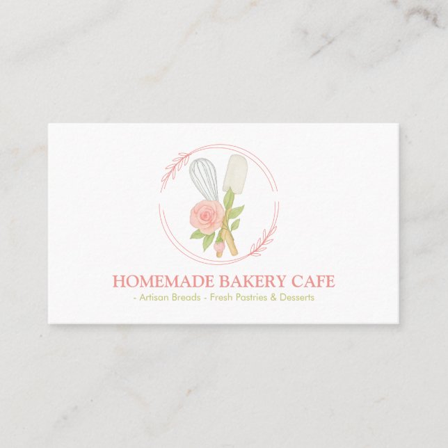 Carte De Visite Logo de traiteur de boulangerie de gâteaux Fleurs  (Devant)